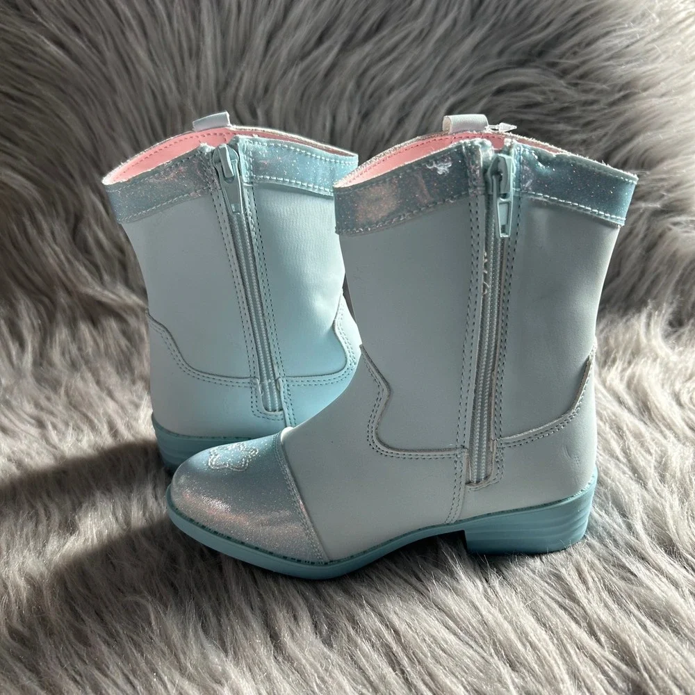 Ground Up Bluey Cowgirl Toddler Girl Size 9 Blue Light Up Shoes Side Zip Pull On